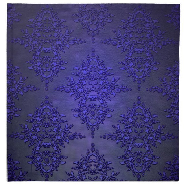 Beautiful Cobalt Blue Damask Cloth Napkin (Front)