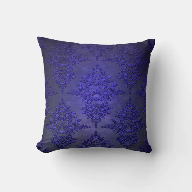 Beautiful Cobalt Blue Damask Throw Pillow Zazzle