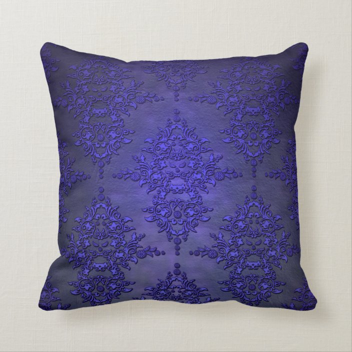 Beautiful Cobalt Blue Damask Throw Pillow | Zazzle.com