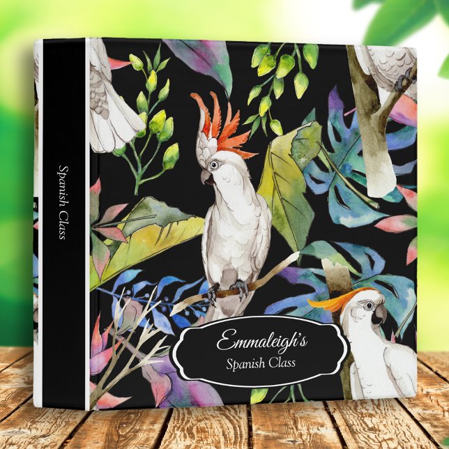 Beautiful Cockatoo Bird Tropical Pattern Custom 3 Ring Binder (Creator Uploaded)