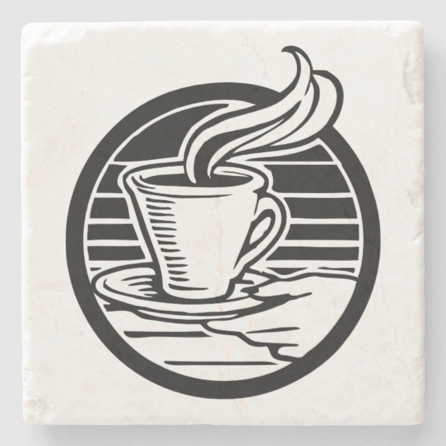 Beautiful Coffee Cup/Saucer Drawing Stone Coaster (Front)