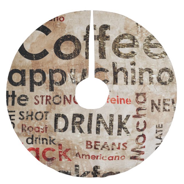 Beautiful Coffee Espresso Cappucino Pattern Brushed Polyester Tree Skirt (Front)
