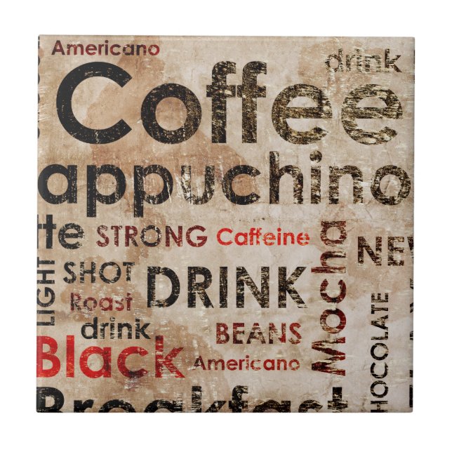 Beautiful Coffee Espresso Cappucino Pattern Ceramic Tile (Front)