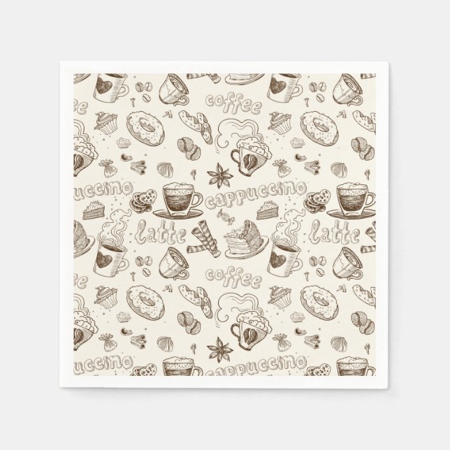 Beautiful Coffee Espresso Design Paper Napkins (Front)