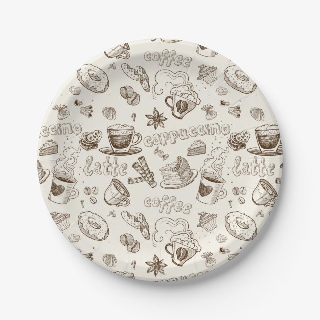 Beautiful Coffee Espresso Design Paper Plates (Front)