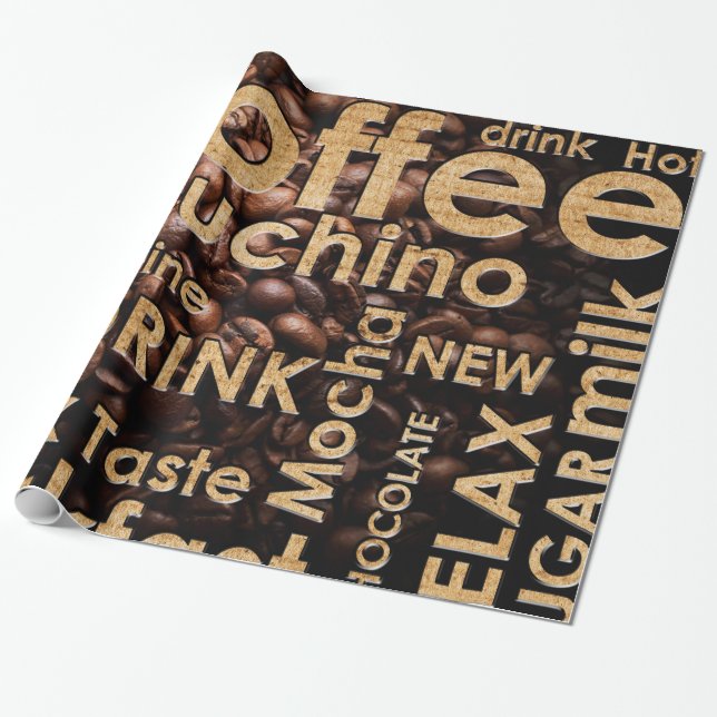 Beautiful Coffee Espresso Design Wrapping Paper (Unrolled)