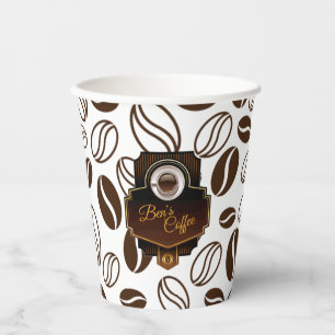Beautiful Coffee Shop Custom Business Name Paper Cups