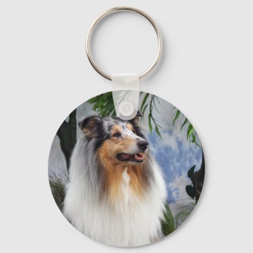 Beautiful Collie dog blue merle keychain gift Keychain
