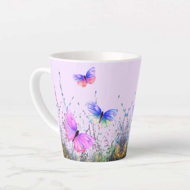 Beautiful Color Butterflies Latte Mug (Left Angle)