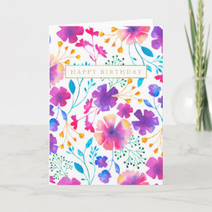 Beautiful Color Floral Watercolour Greetings Card