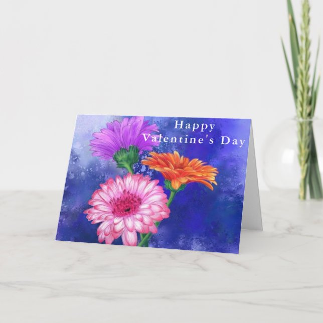 Beautiful Color Gerberas Valentine's Day Card (Front)