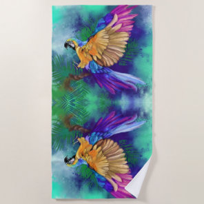 Beautiful Color Parrot Beach Towel
