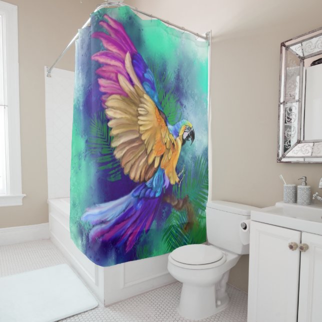 Beautiful Color Parrot Shower Curtain (In Situ)