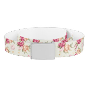 Beautiful color peony pattern on green belt