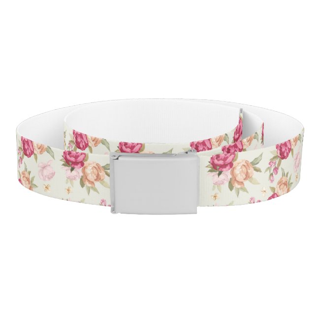 Beautiful color peony pattern on green belt (Coil)