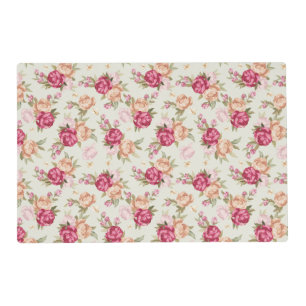 Beautiful color peony pattern on green placemat