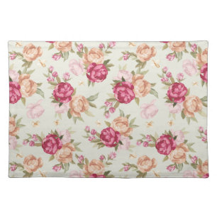 Beautiful color peony pattern on green placemat