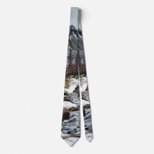 Beautiful Colorado in Estes Park Winter Stream Neck Tie