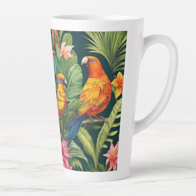 Beautiful colored birds latte mug (Right)
