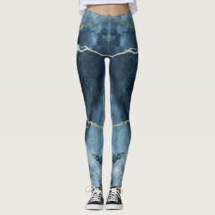 Beautiful Colored Print Blue Marble Leggings