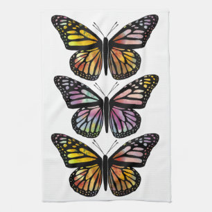Beautiful Colorful 3 Butterfly Watercolor Pattern Kitchen Towel