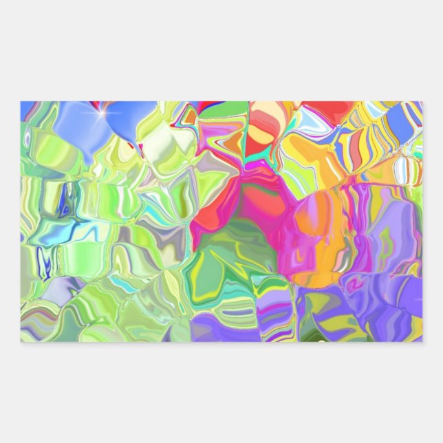 Beautiful Colorful Abstract Art Ice Cubes Gifts Rectangular Sticker (Front)