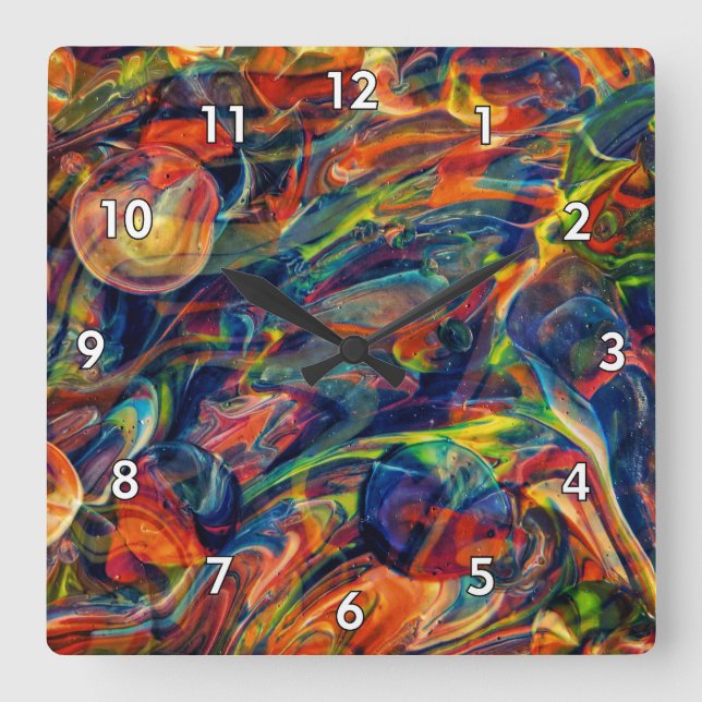 Beautiful & Colorful Abstract Artwork Square Wall Clock (Front)
