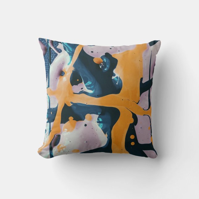 Beautiful & Colorful Abstract Artwork Throw Pillow (Front)