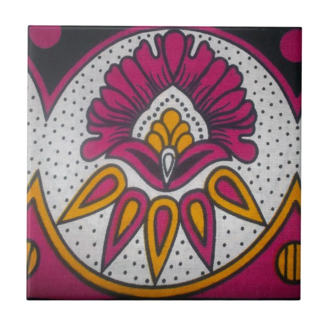 Beautiful Colorful African Fabric Motif Art Print Ceramic Tile (Front)