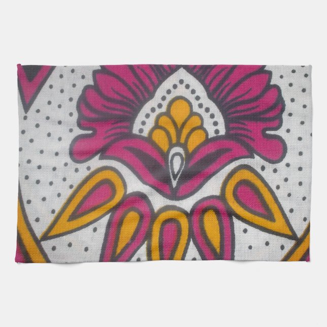 Beautiful Colorful African Fabric Motif Art Print Kitchen Towel (Horizontal)