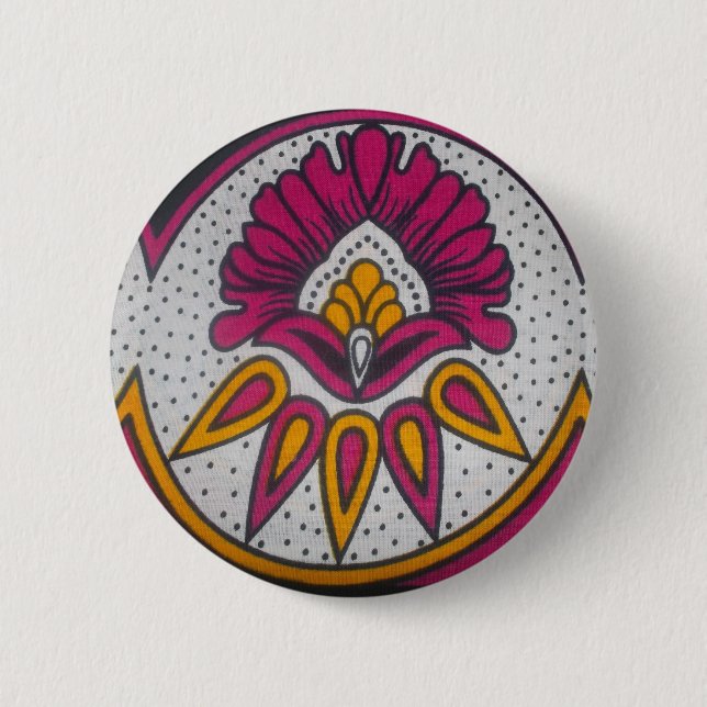 Beautiful Colorful African Fabric Motif Art Print Pinback Button (Front)