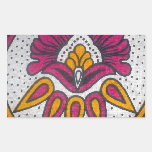 Beautiful Colorful African Fabric Motif Art Print Rectangular Sticker (Front)