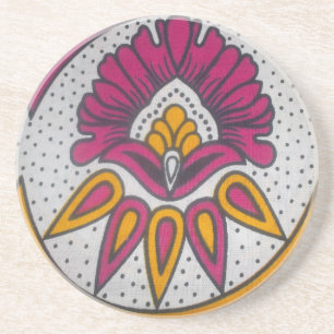 Beautiful Colorful African Fabric Motif Art Print Sandstone Coaster