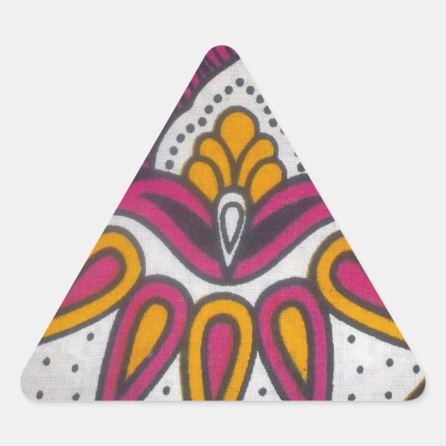 Beautiful Colorful African Fabric Motif Art Print Triangle Sticker (Front)