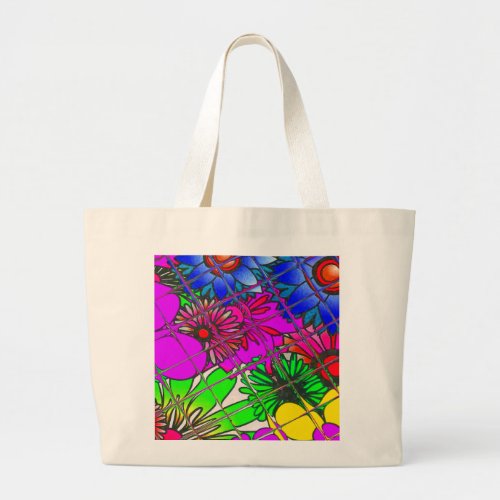 Beautiful colorful amazing floral pattern design a large tote bag