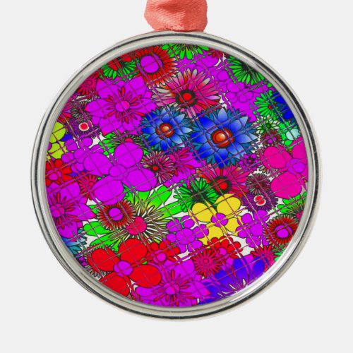 Beautiful colorful amazing floral pattern design a metal ornament