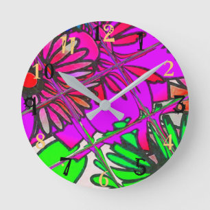 Beautiful colorful amazing floral pattern design a round clock