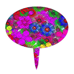 Beautiful Colorful Amazing Floral Pattern Design Cake Topper