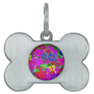 Beautiful Colorful Amazing Floral Pattern Design Pet Name Tag