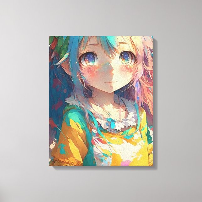 Beautiful Colorful Anime Girl Canvas Print (Front)