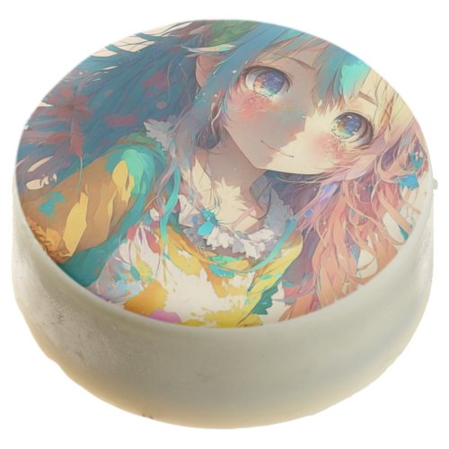 Beautiful Colorful Anime Girl  Chocolate Covered Oreo