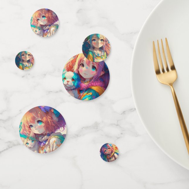 Beautiful Colorful Anime Girl  Confetti (Group)