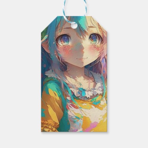 Beautiful Colorful Anime Girl Gift Tags