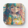 Beautiful Colorful Anime Girl  Paper Plates