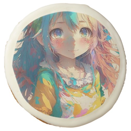 Beautiful Colorful Anime Girl  Sugar Cookie