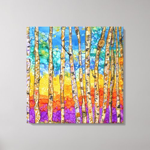 Beautiful  Colorful Aspen Trees Canvas 24x24