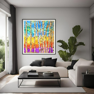 Beautiful & Colorful Aspen Trees Canvas 24x24" Print