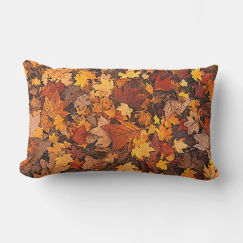 Beautiful Colorful Autumn Leaves Lumbar Pillow