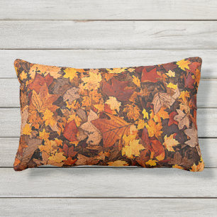 Beautiful Colorful Autumn Leaves Lumbar Pillow