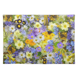 Beautiful Colorful Bed of Flowers Cloth Placemat